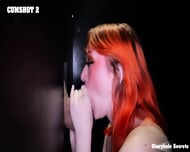 Gloryhole Secrets – Hot Fiery Inked Redhead Loves Deepthroating Cocks At The Gloryhole